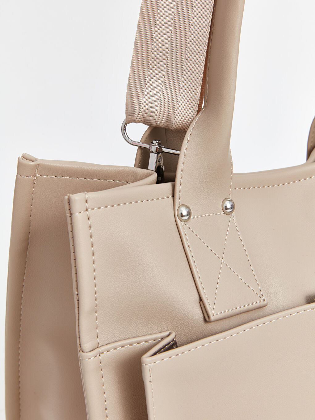 Bej Çok Bölmeli Kadın Kol Çantası-5