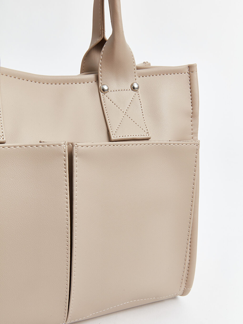 Bej Çok Bölmeli Kadın Kol Çantası-6