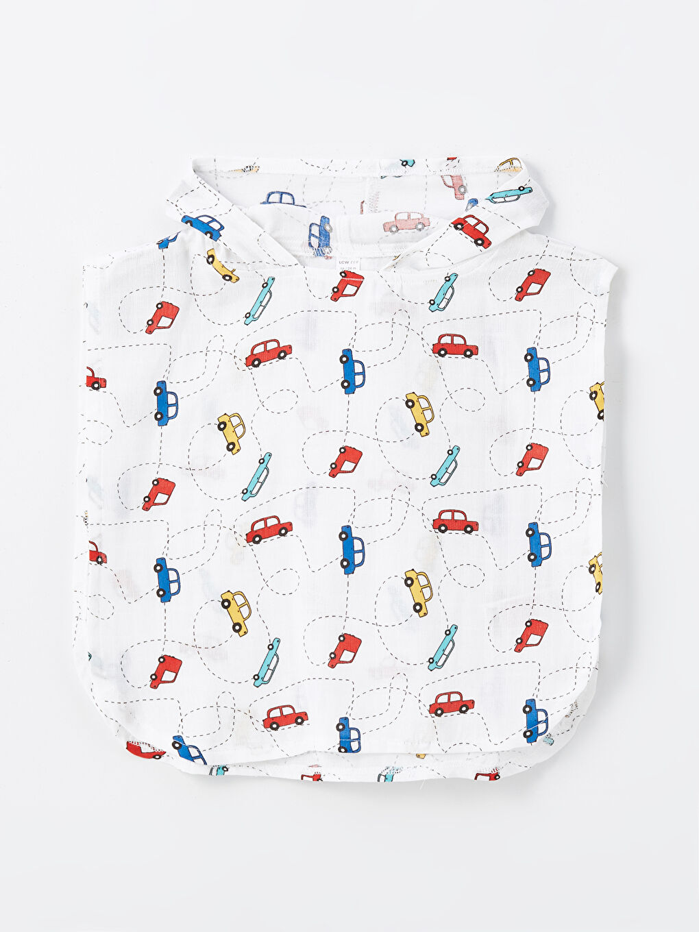 Beyaz Kapüşonlu Baskılı Erkek Bebek Panço Havlu