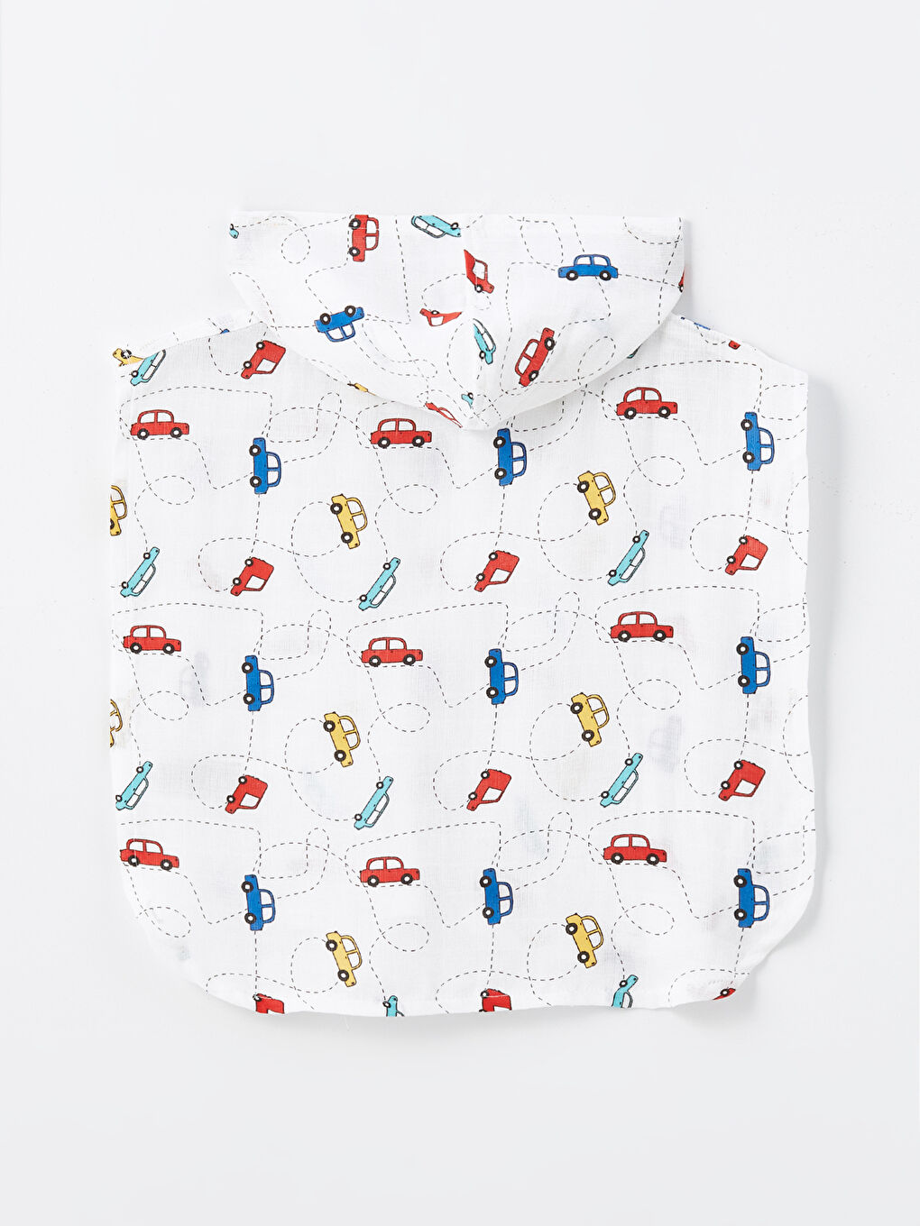 Beyaz Kapüşonlu Baskılı Erkek Bebek Panço Havlu-1