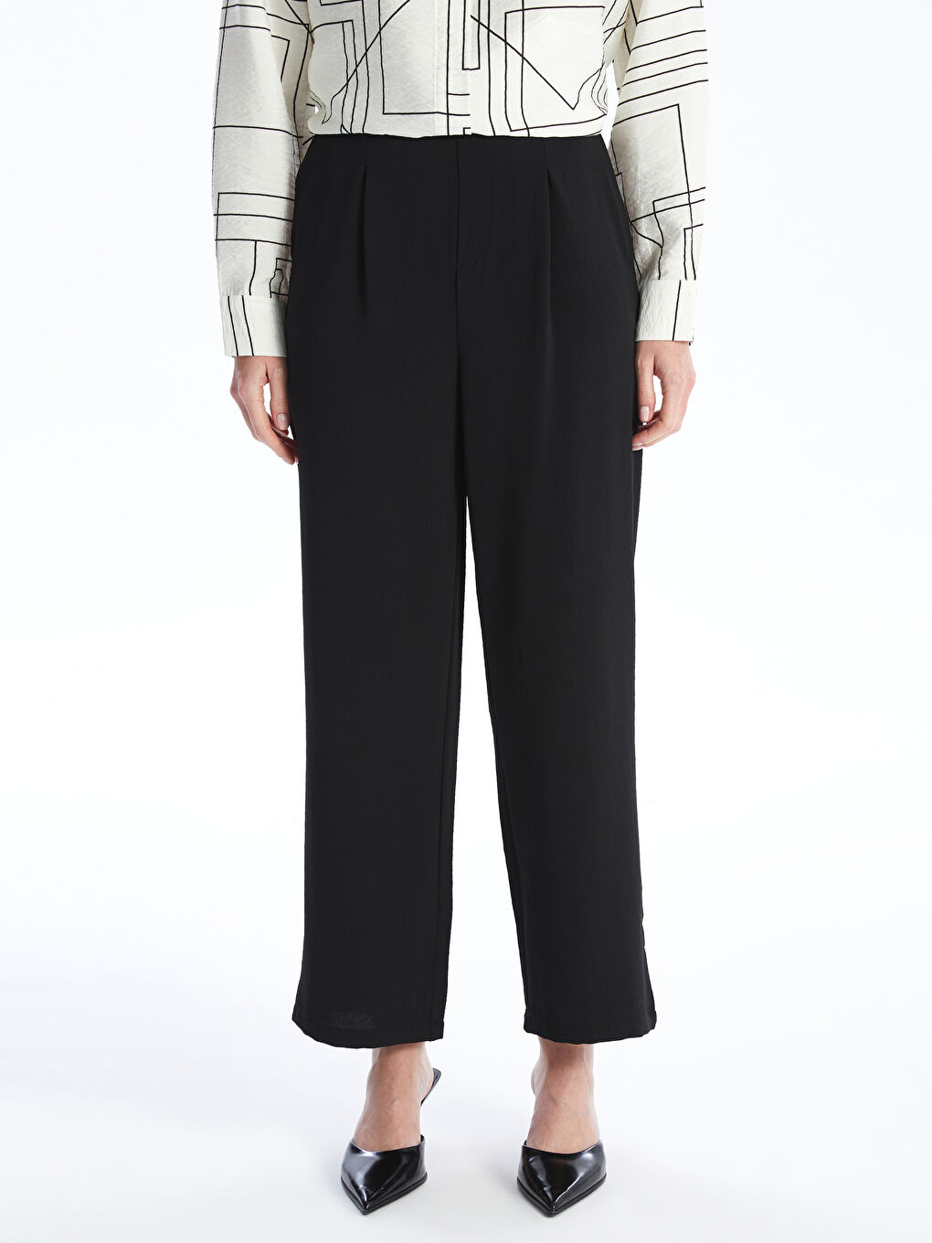 Elastic Waist Comfortable Fit Women's Trousers -S4LP55Z8-CVL