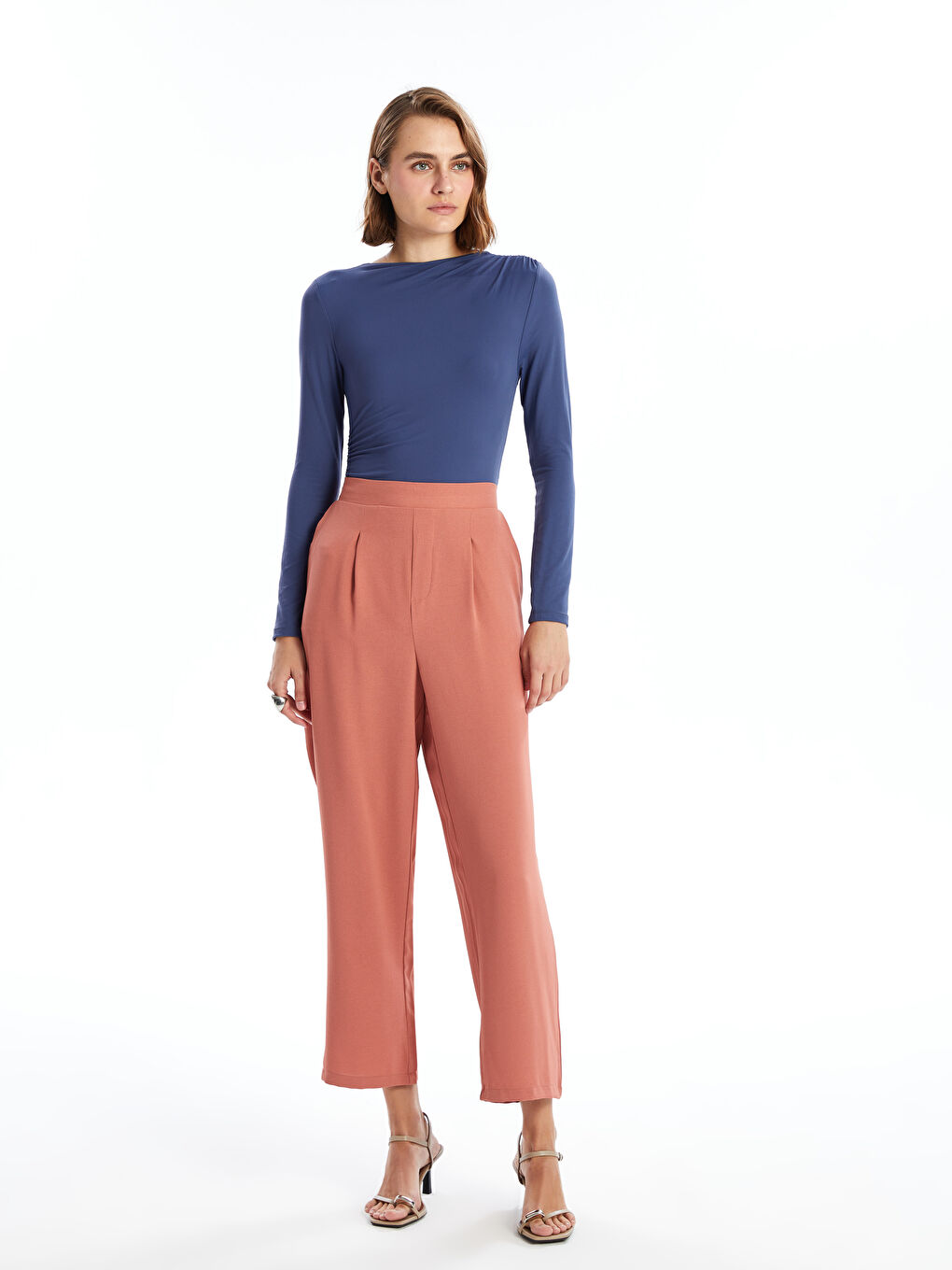 Elastic Waist Comfortable Fit Women's Trousers -S4LP55Z8-GRV