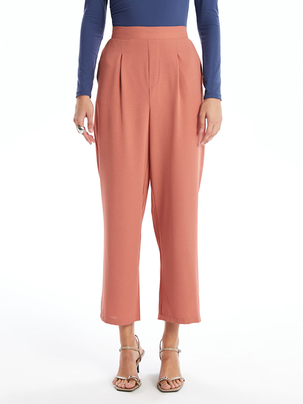 Elastic Waist Comfortable Fit Women's Trousers -S4LP55Z8-GRV