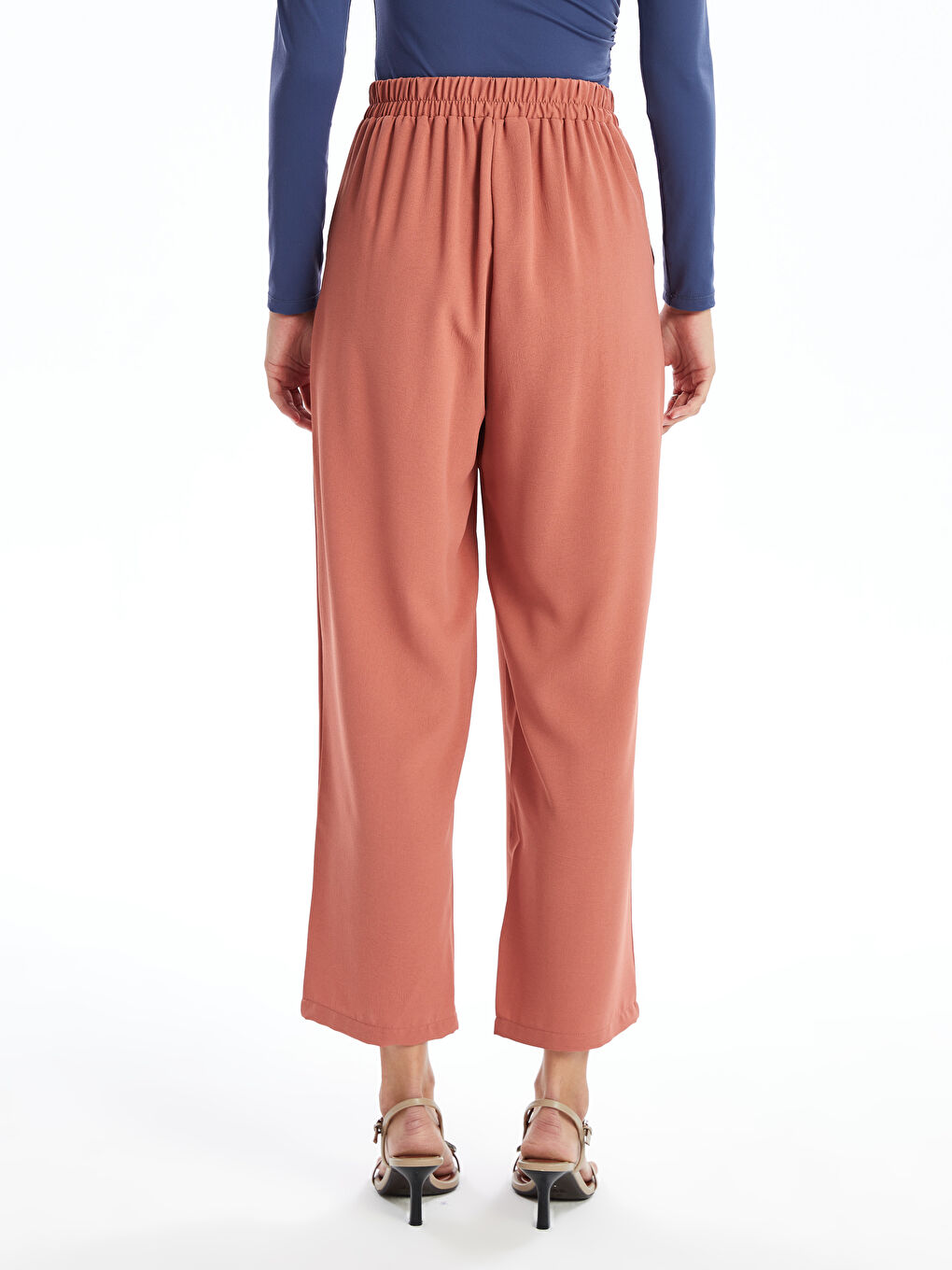 Elastic Waist Comfortable Fit Women's Trousers -S4LP55Z8-GRV