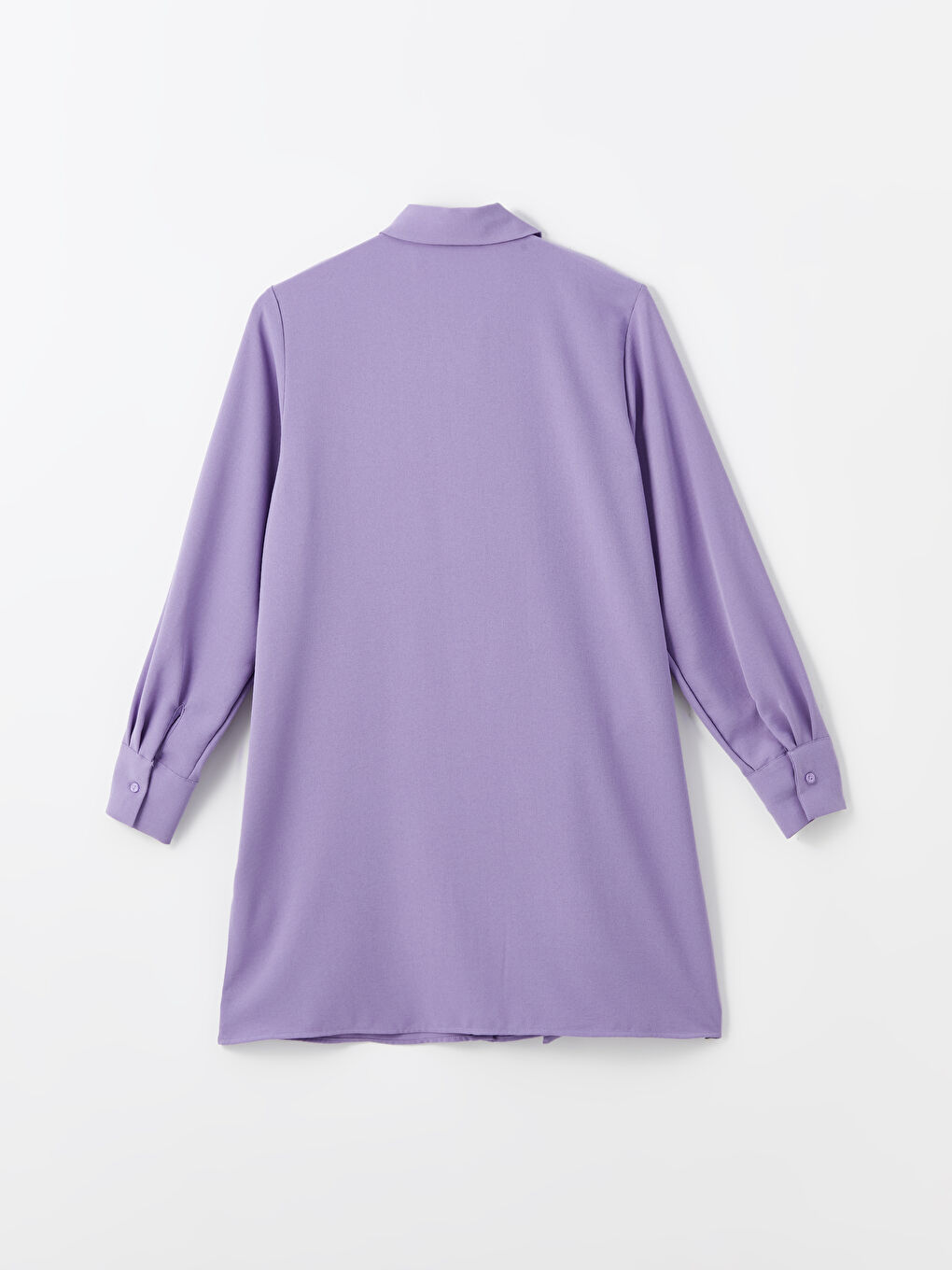 Lila Düz Uzun Kollu Kadın Gömlek Tunik-5