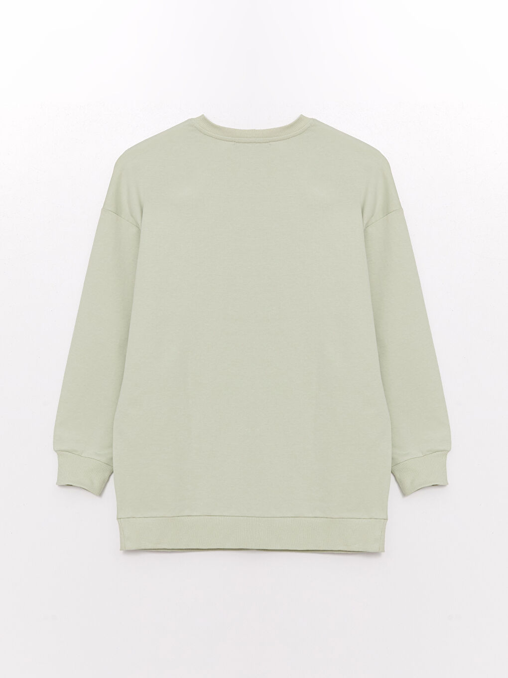 Yeşil Bisiklet Yaka Nakışlı Kadın Sweatshirt Tunik-6