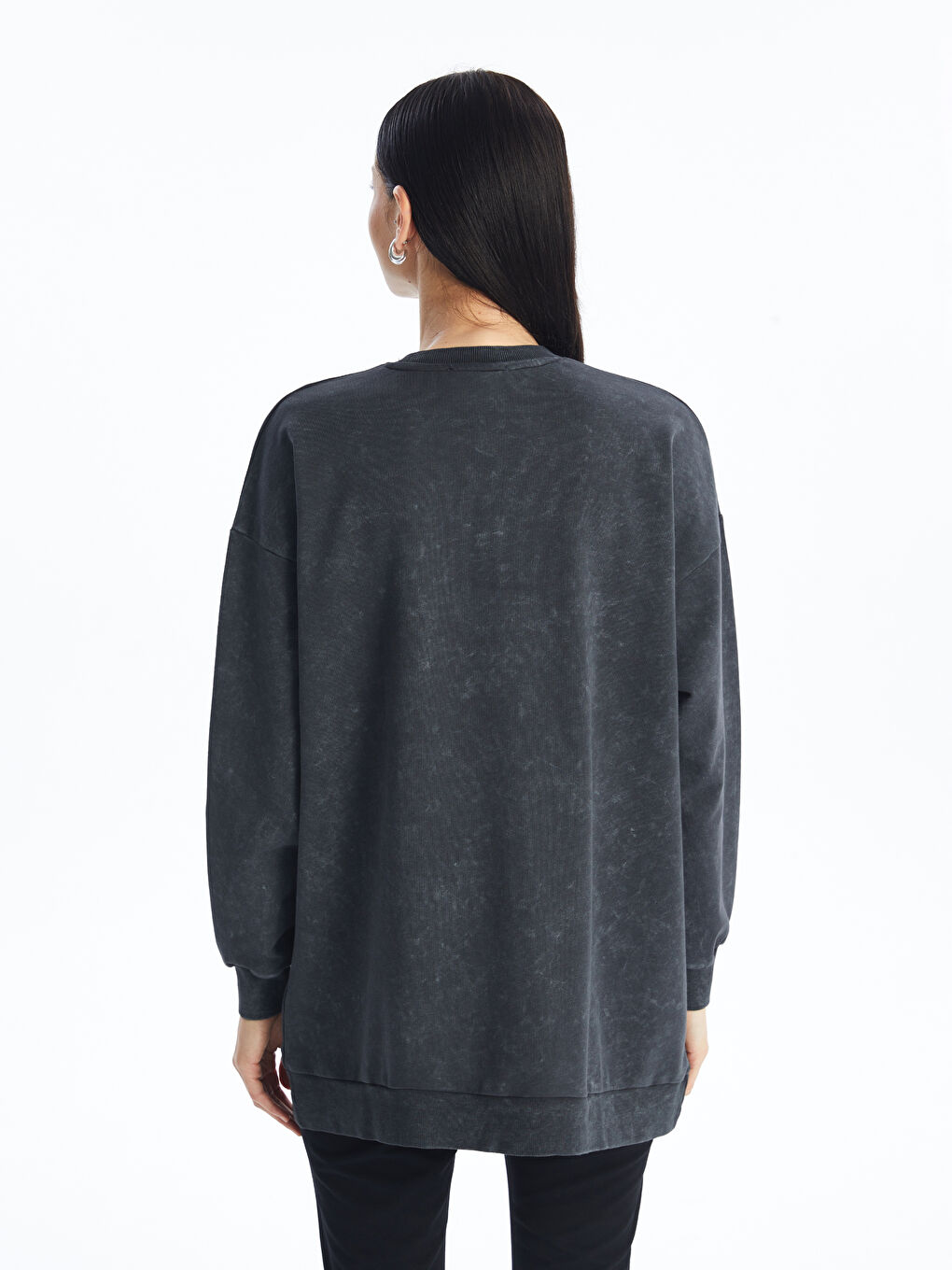 Crew Neck Stone Detail Women’S Sweatshirt Tunic -S4LP92Z8-HLC