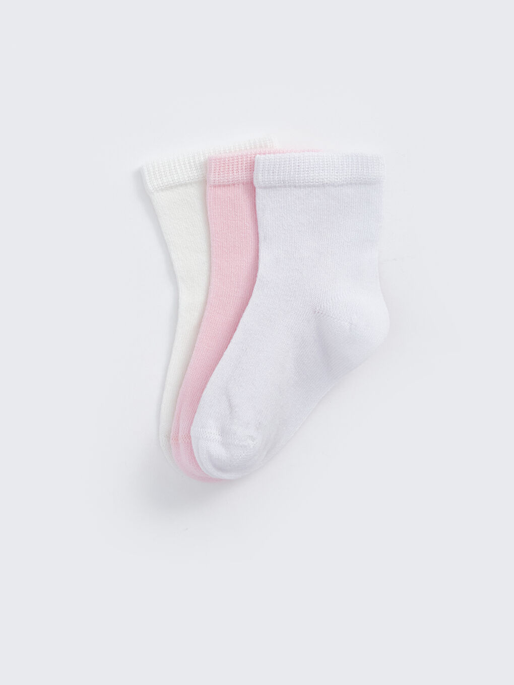 Pembe Basic Kız Bebek Soket Çorap 3'lü-1