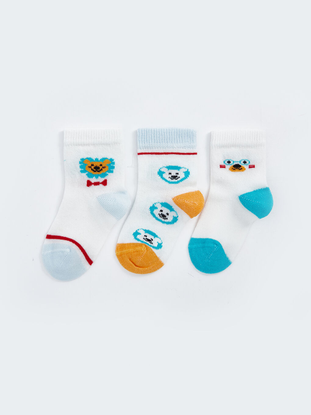 Turuncu Desenli Erkek Bebek Soket Çorap 3'lü