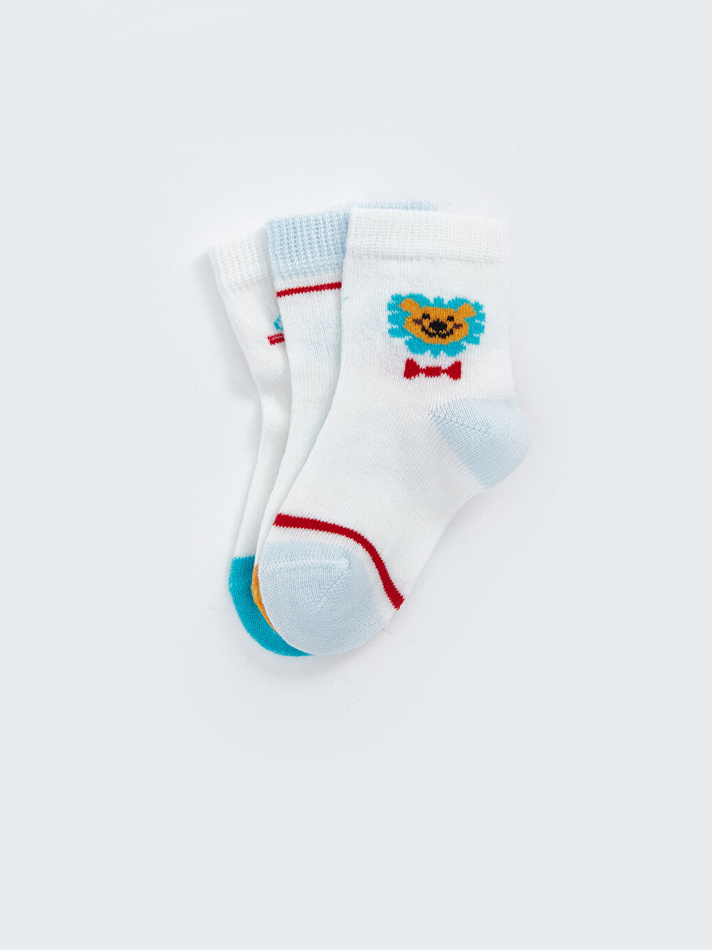 Turuncu Desenli Erkek Bebek Soket Çorap 3'lü-1