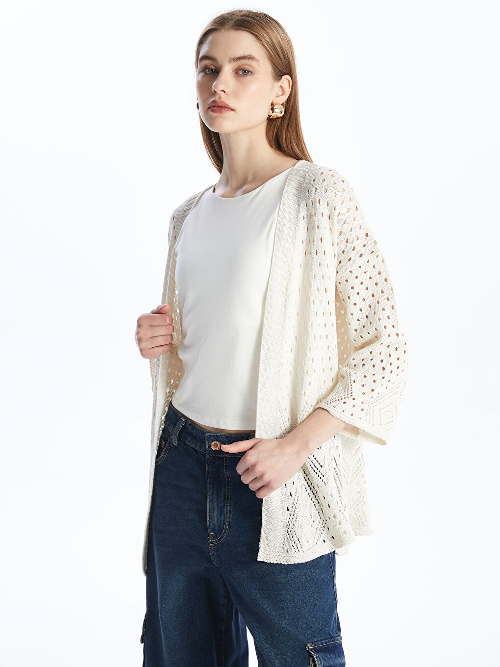 Bej Armürlü Kadın Hırka-1