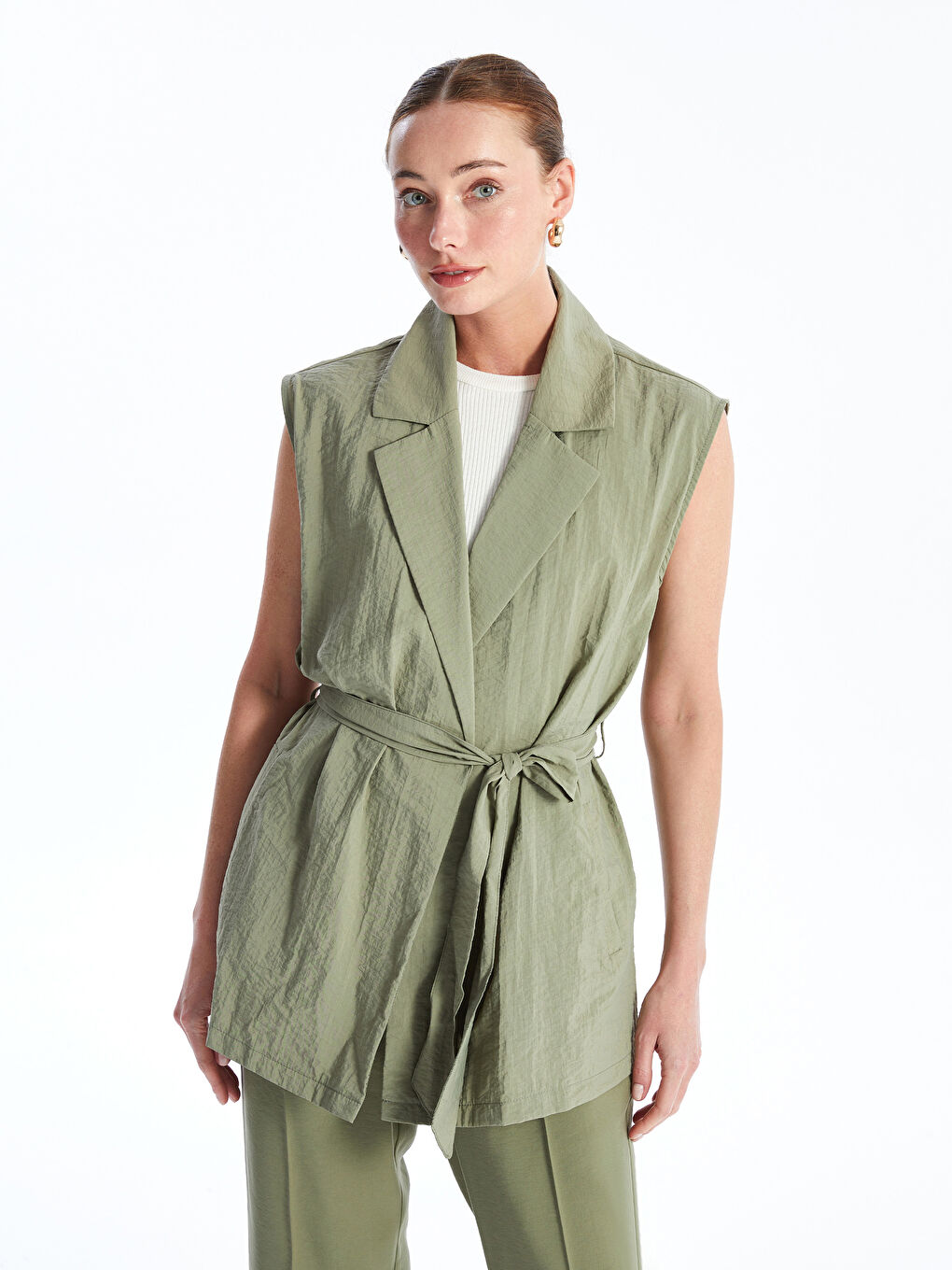 Women's Double Breasted Collar Plain Vest -S4LQ66Z8-RGB