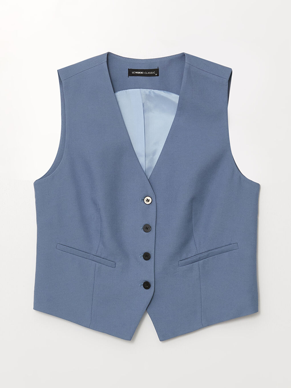 V-Neck Plain Linen Blend Women's Classic Vest -S4LQ69Z8-KZZ