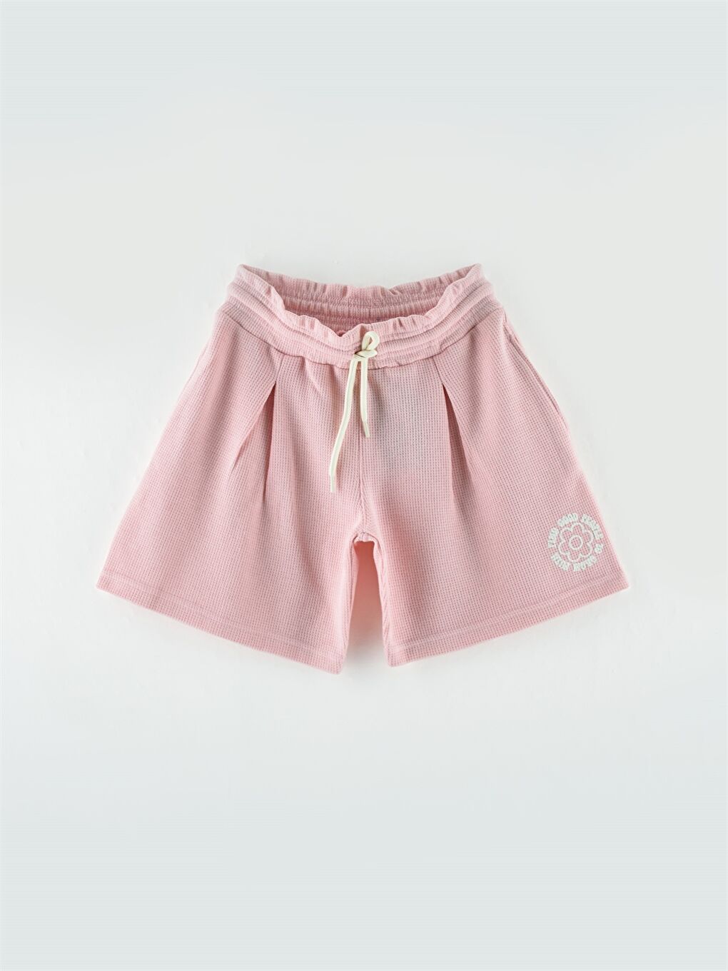 Pembe Beli Lastikli Baskılı Kız Çocuk Şort