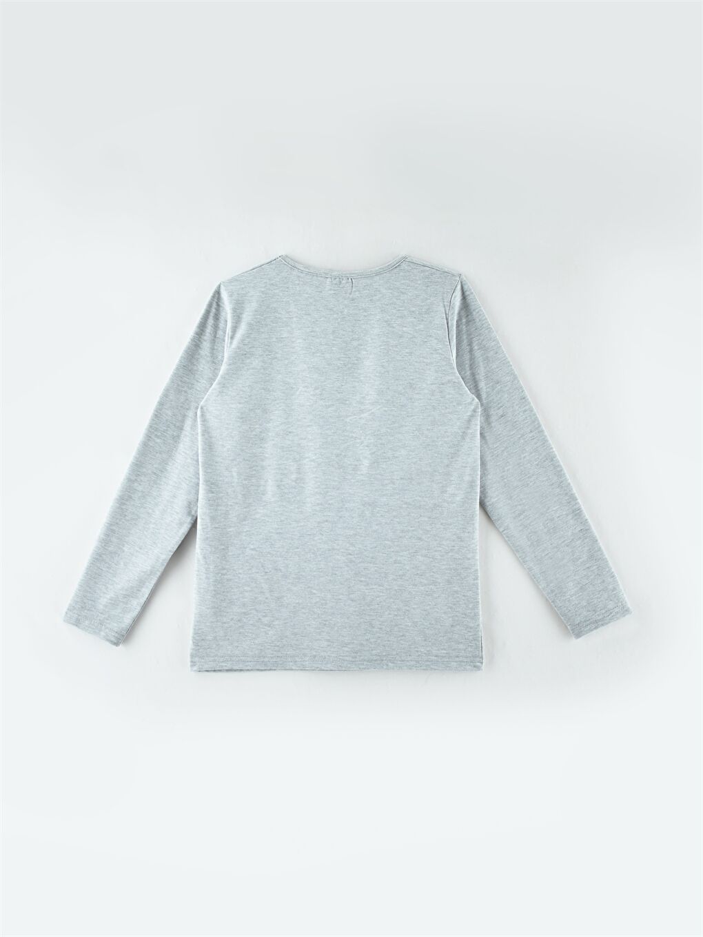 Gri Bisiklet Yaka Baskılı Uzun Kollu Erkek Çocuk Tişört-2