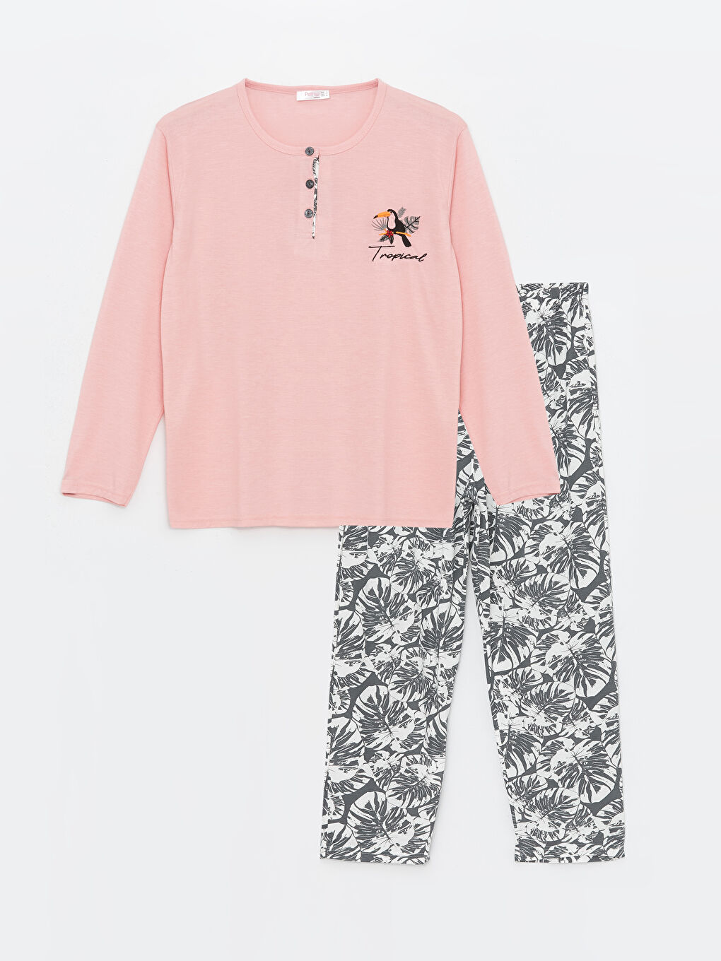 Pembe Bisiklet Yaka Kadın Pijama Takım