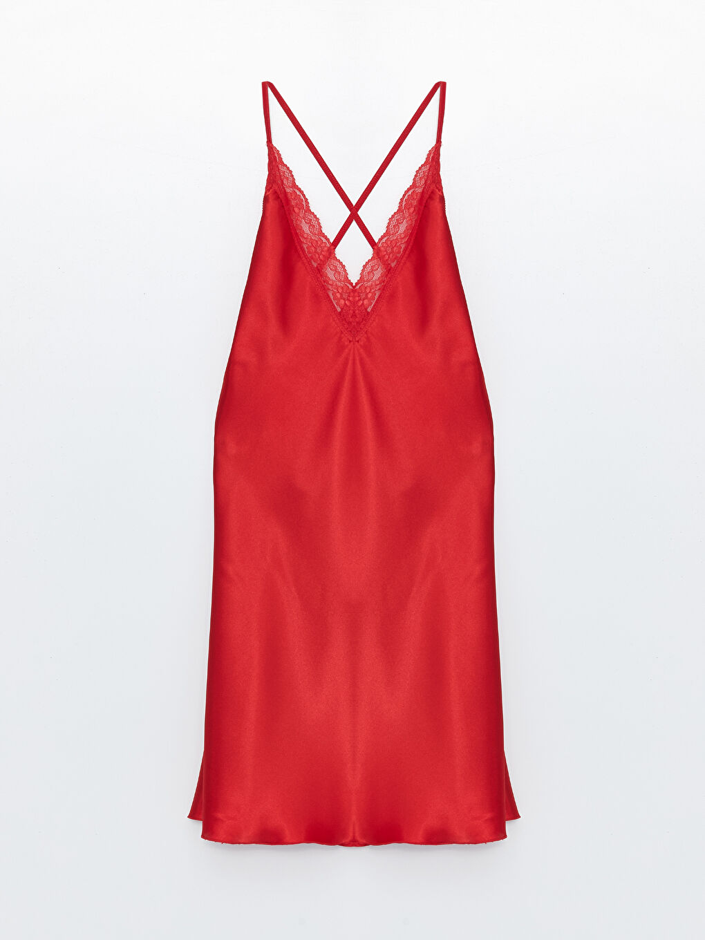Kırmızı Askılı Saten Gecelik