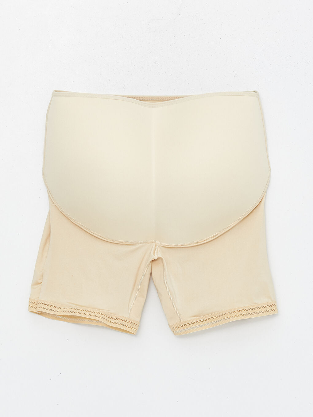 Bej Dar Kalıp Destekleyici Kadın Şort-1