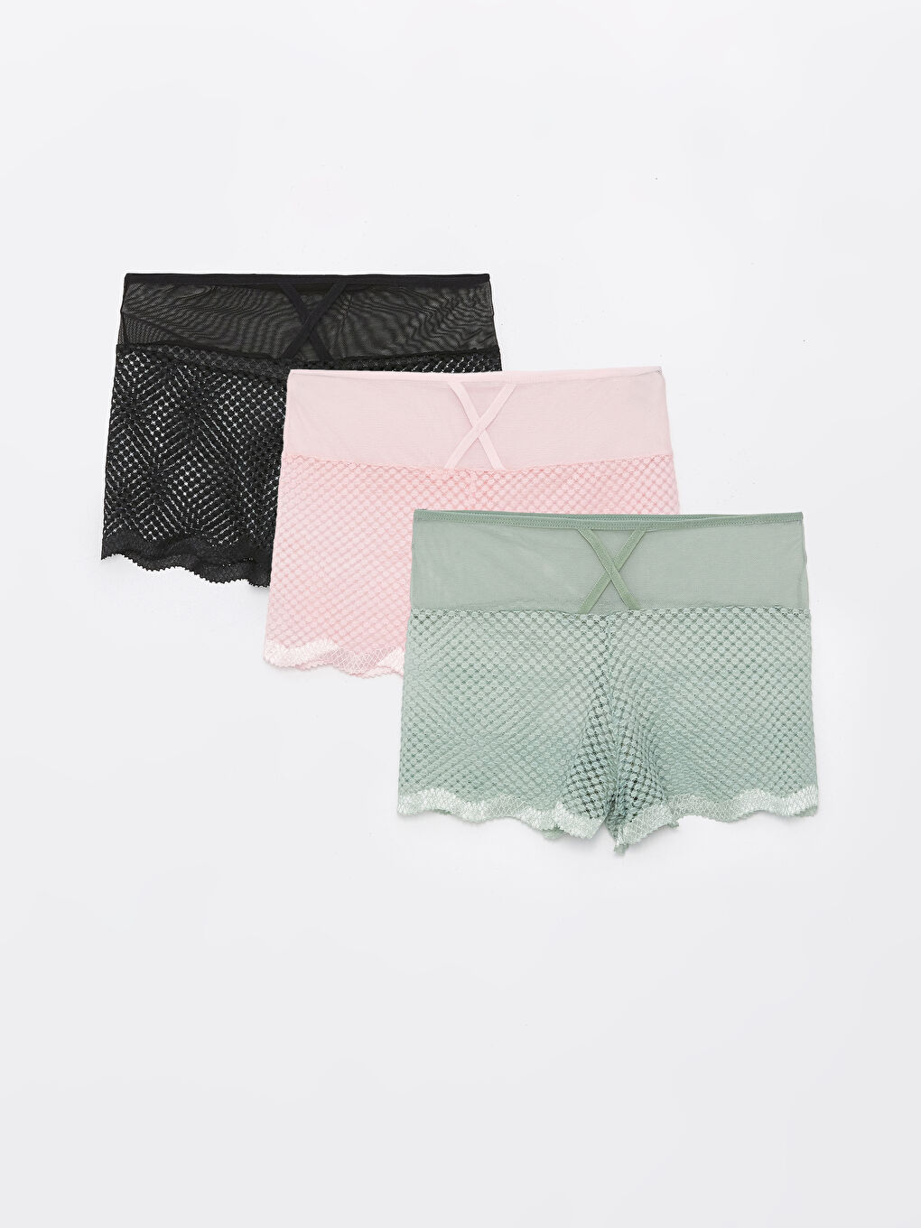 Karışık 3'lü Dantelli Boxer Külot