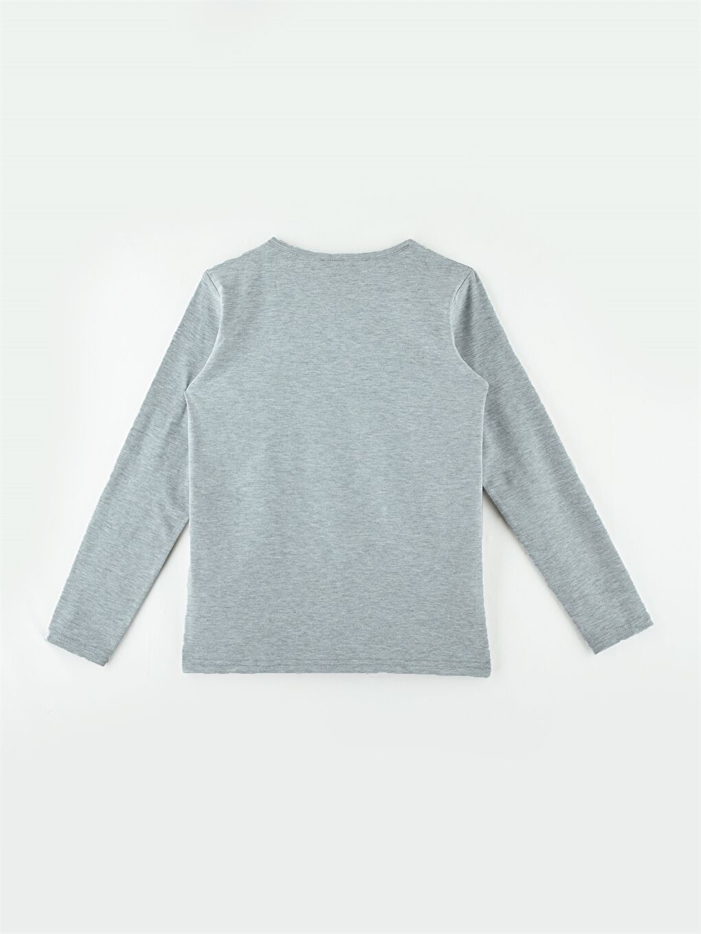 Gri Bisiklet Yaka Baskılı Uzun Kollu Erkek Çocuk Tişört-2