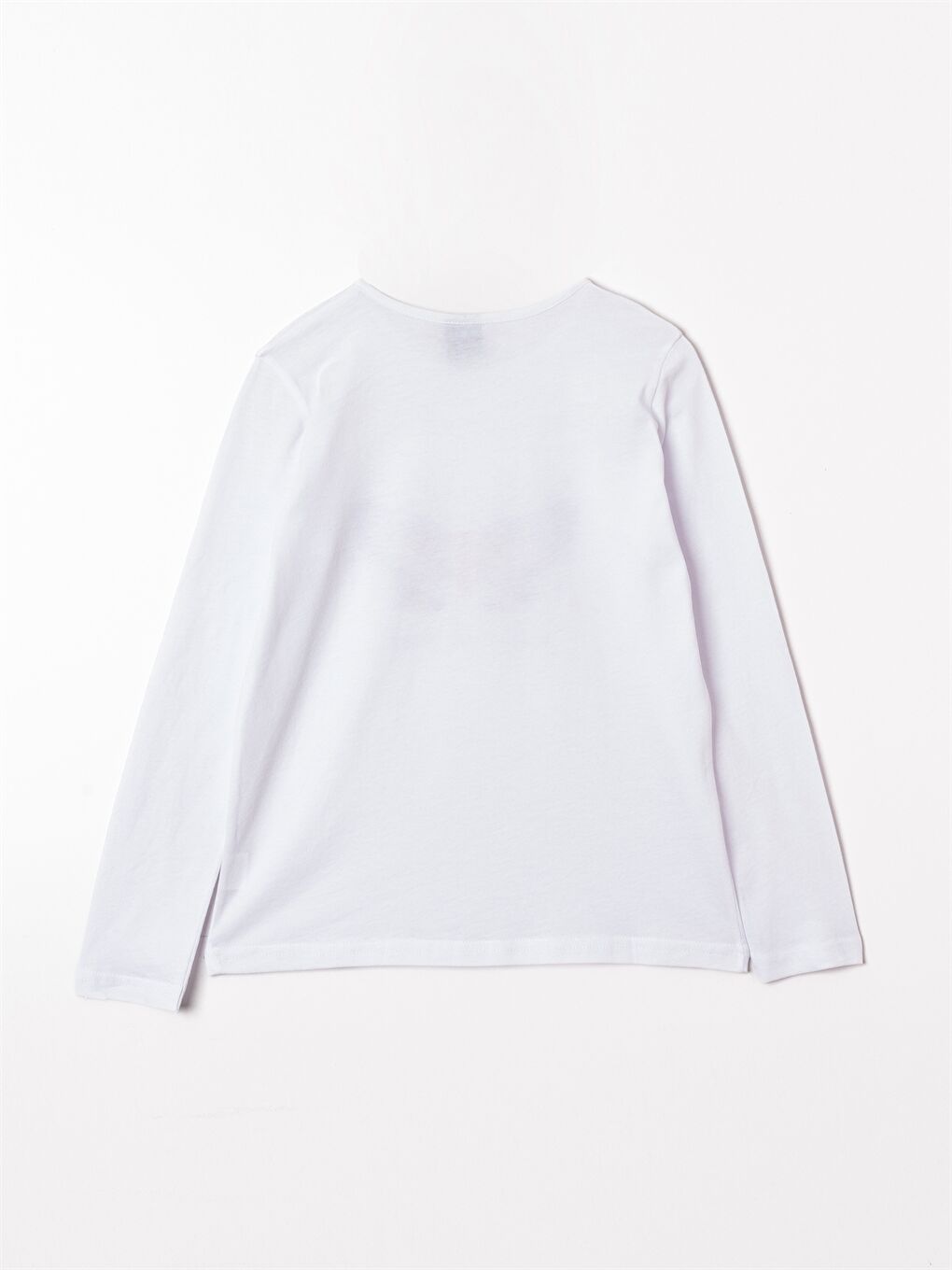 Ekru Bisiklet Yaka Baskılı Kız Çocuk Tişört-1