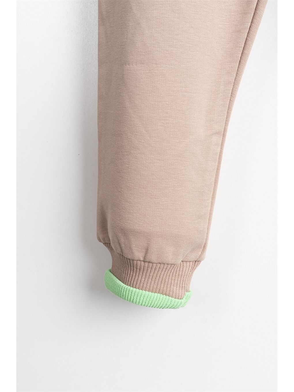 Bej Beli Lastikli Baskılı Erkek Bebek Eşofman Alt-2