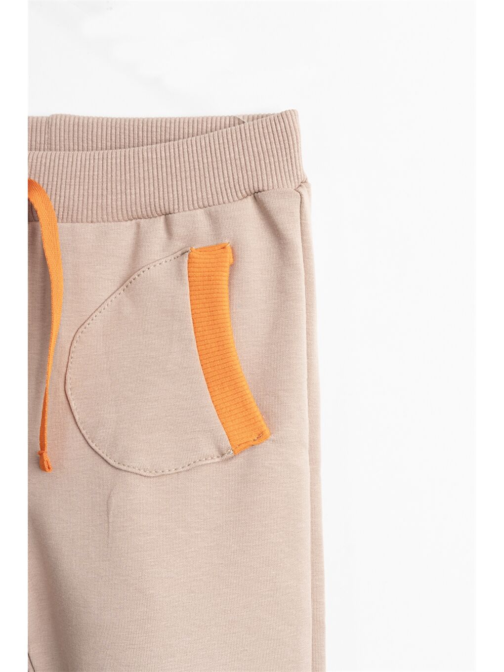 Bej Beli Lastikli Baskılı Erkek Bebek Eşofman Alt-4