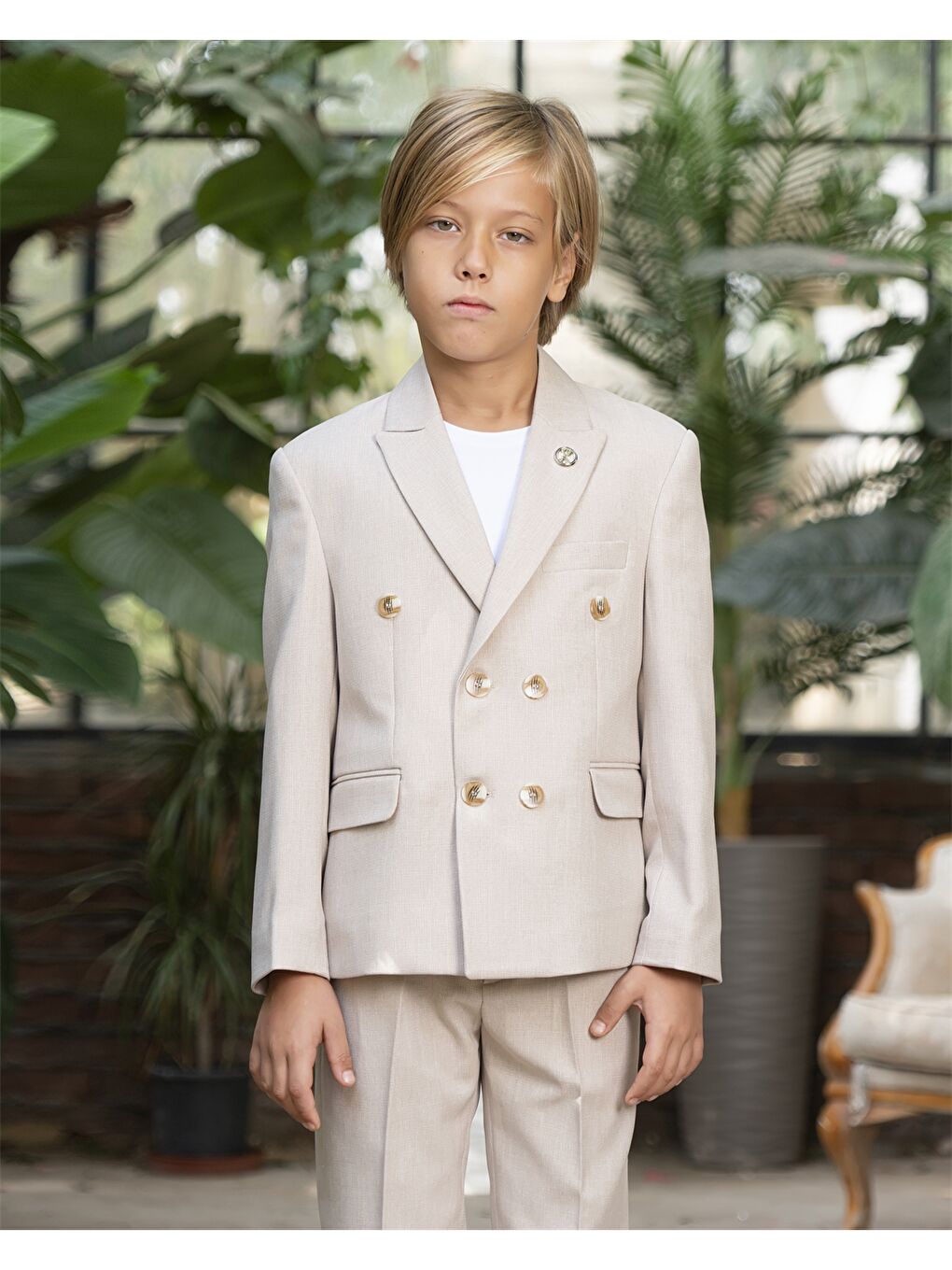 Bej Erkek Çocuk Takım Elbise