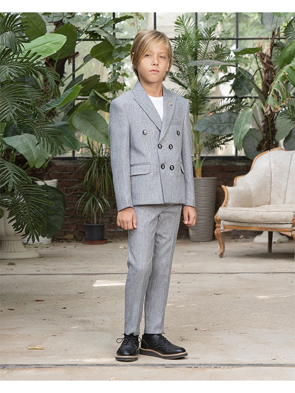 Gri Erkek Çocuk Takım Elbise