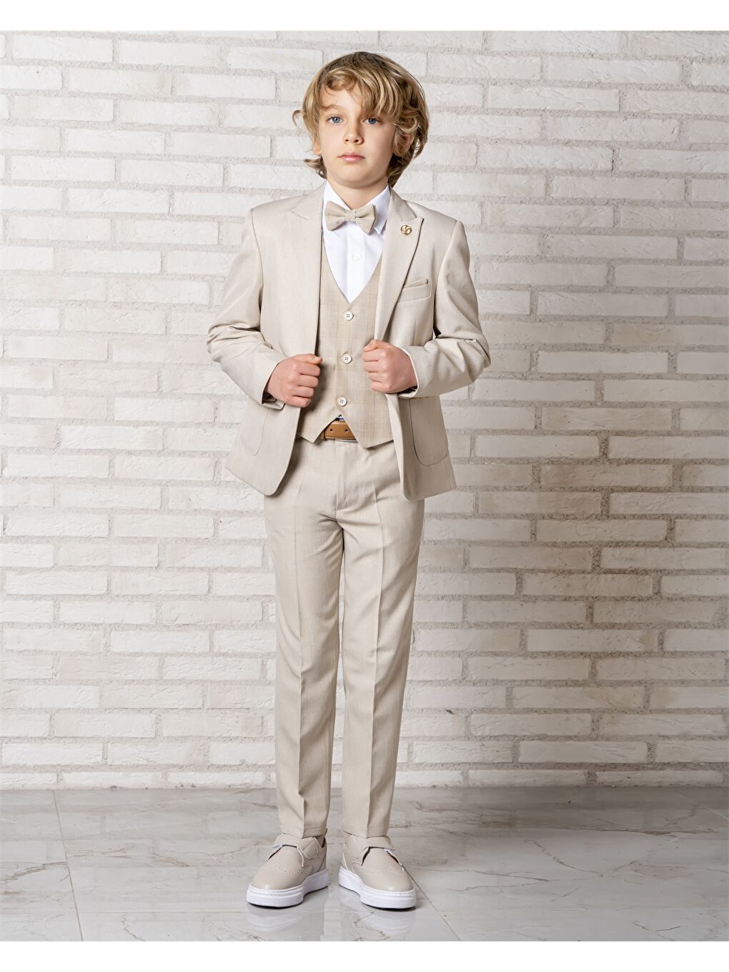 Bej Erkek Çocuk Takım Elbise