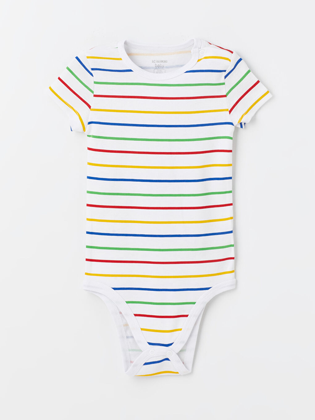 Karışık Bisiklet Yaka Çizgili Kısa Kollu Erkek Bebek Çıtçıtlı Body