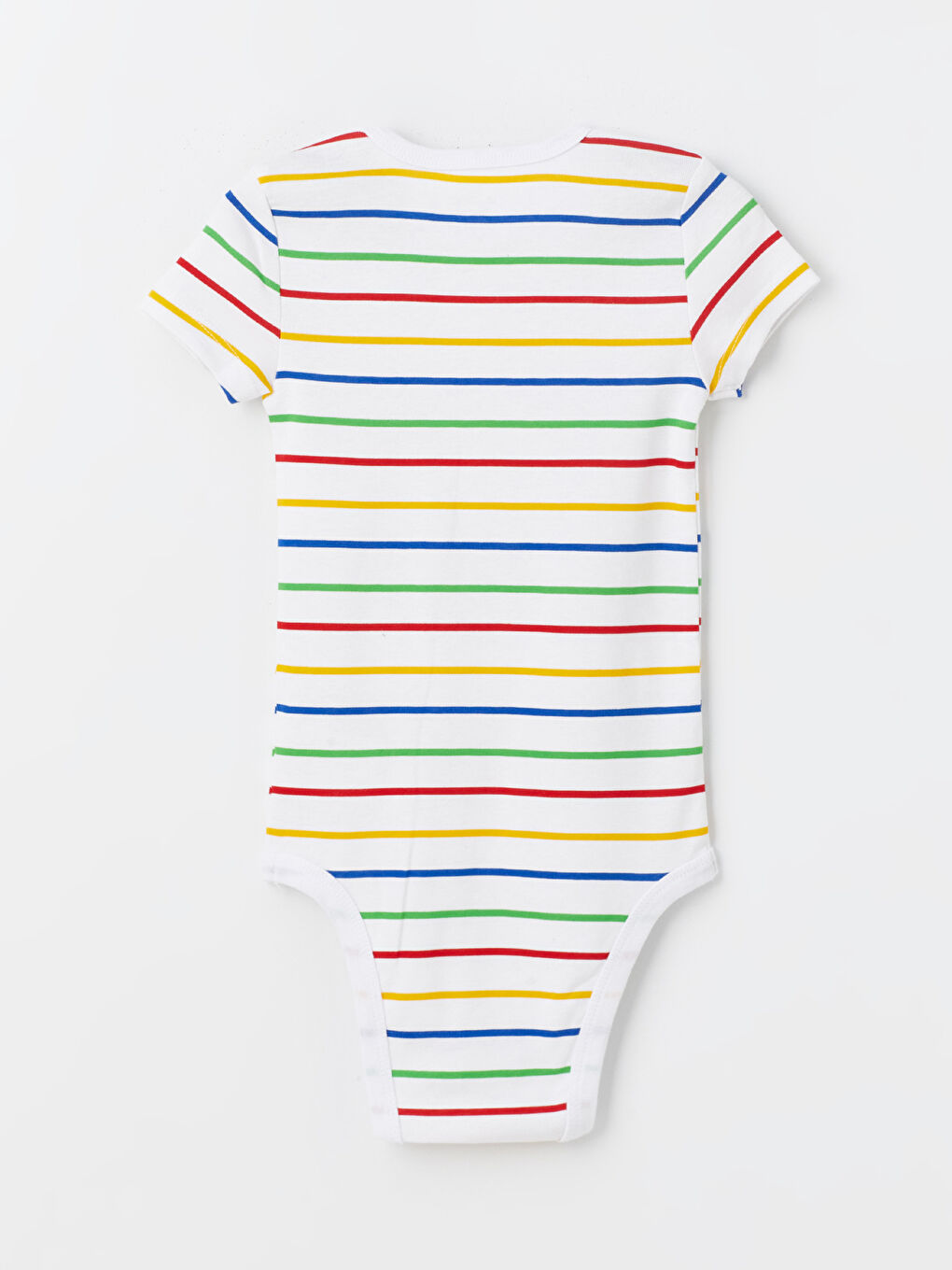 Karışık Bisiklet Yaka Çizgili Kısa Kollu Erkek Bebek Çıtçıtlı Body-1