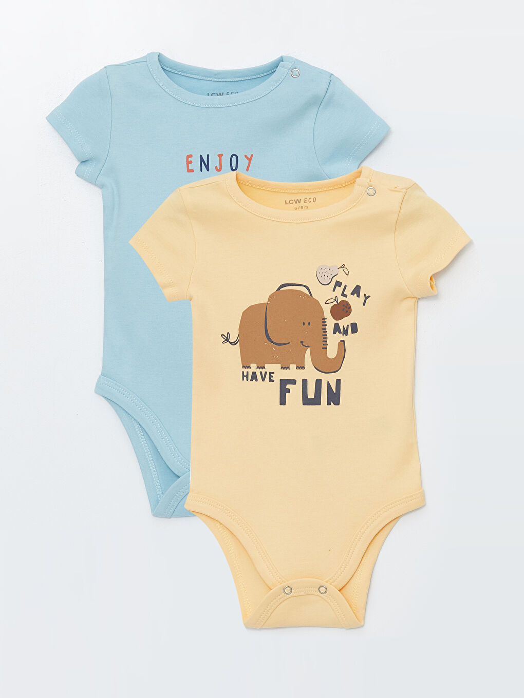 Turuncu Bisiklet Yaka Baskılı Erkek Bebek Çıtçıtlı Body 2'li