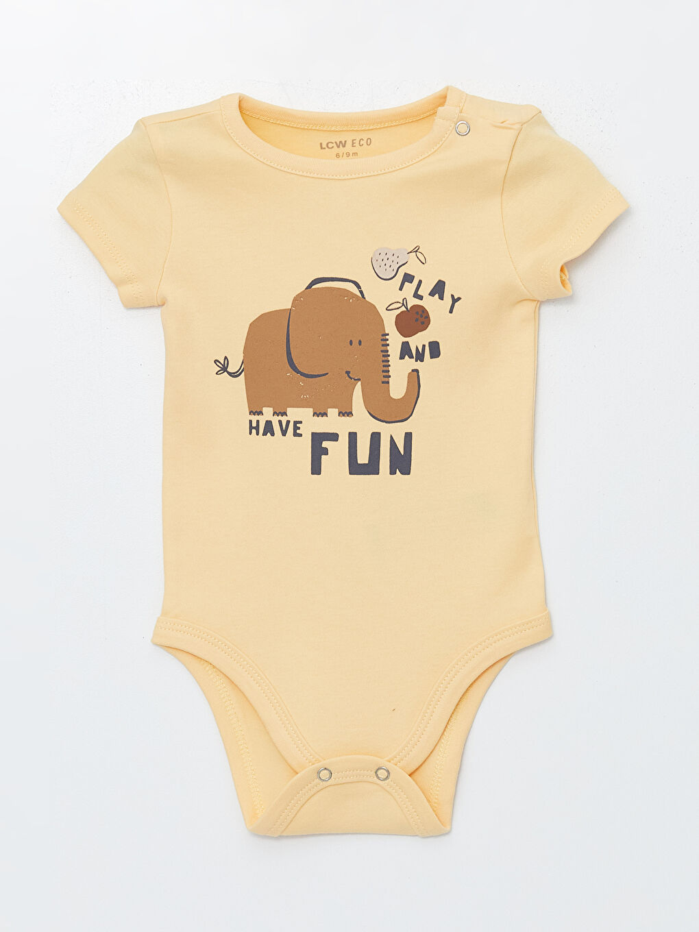 Turuncu Bisiklet Yaka Baskılı Erkek Bebek Çıtçıtlı Body 2'li-1
