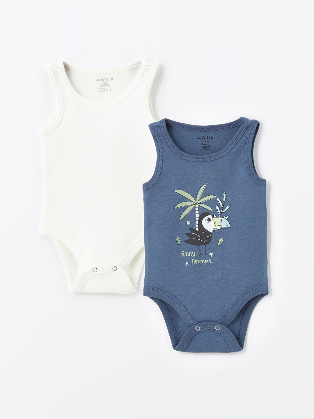 Crew Neck Printed Baby Boy Bodysuit with Snap Crotch 2-Pack -S4LT07Z1-YHJ