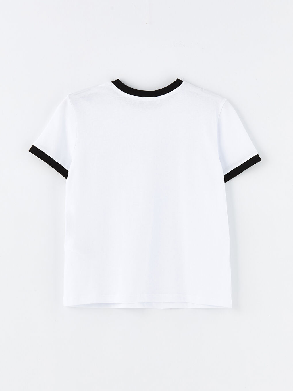 Beyaz Bisiklet Yaka Düz Kısa Kollu Kadın Tişört-6