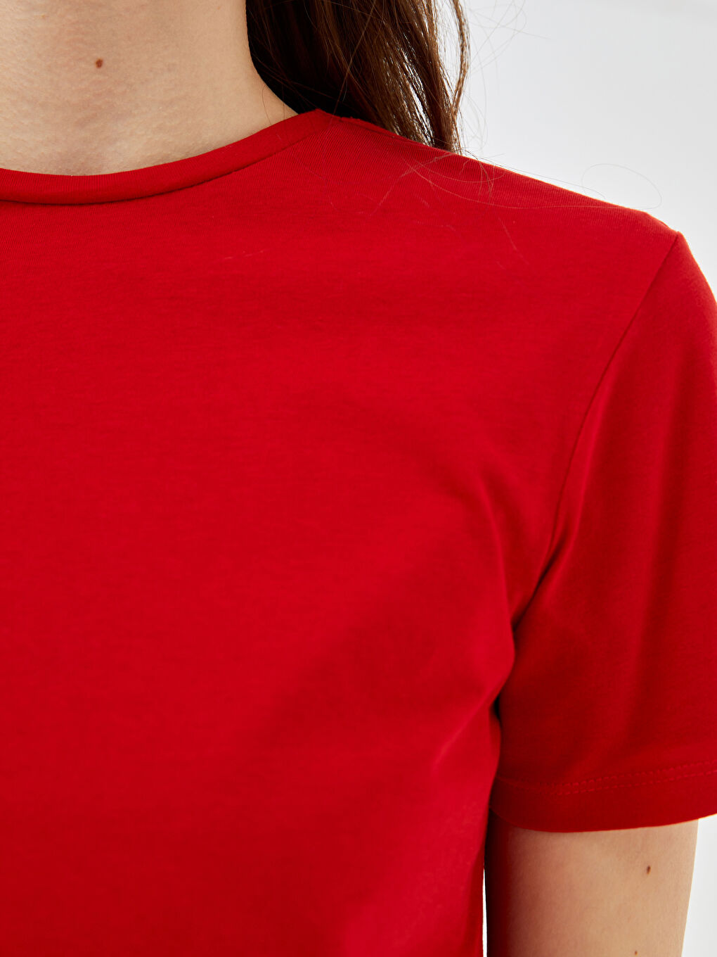 Karışık Bisiklet Yaka Düz Kısa Kollu Kadın Tişört 2'li-5