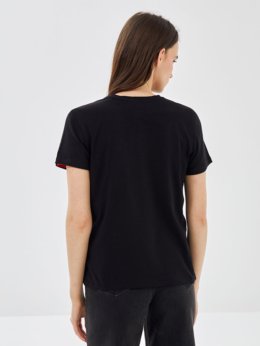 Karışık Bisiklet Yaka Düz Kısa Kollu Kadın Tişört 2'li-6