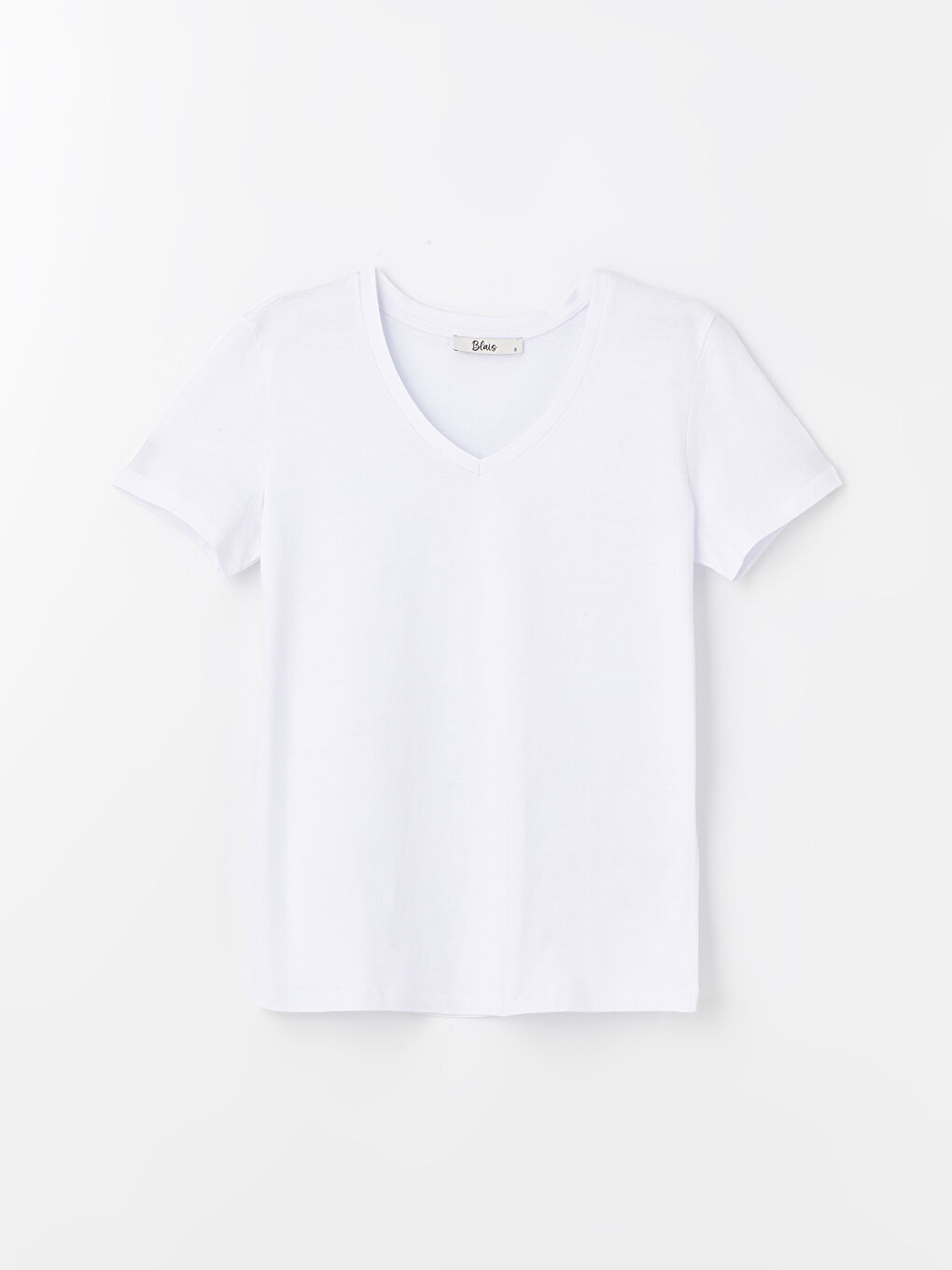 Siyah V Yaka Düz Kısa Kollu Kadın Tişört 2'li-10