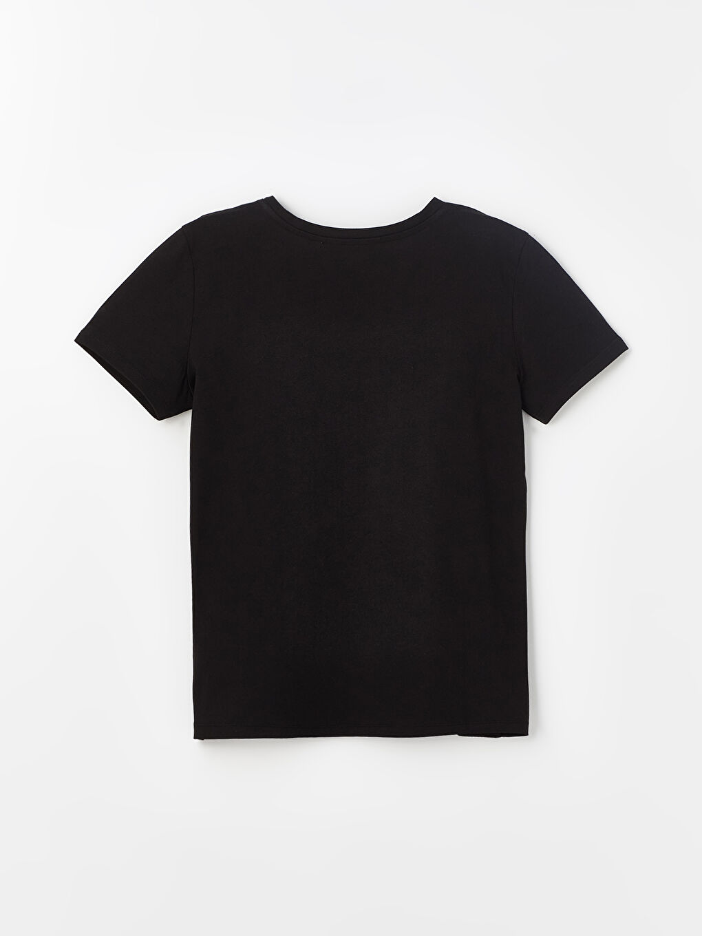 Siyah V Yaka Düz Kısa Kollu Kadın Tişört 2'li-13