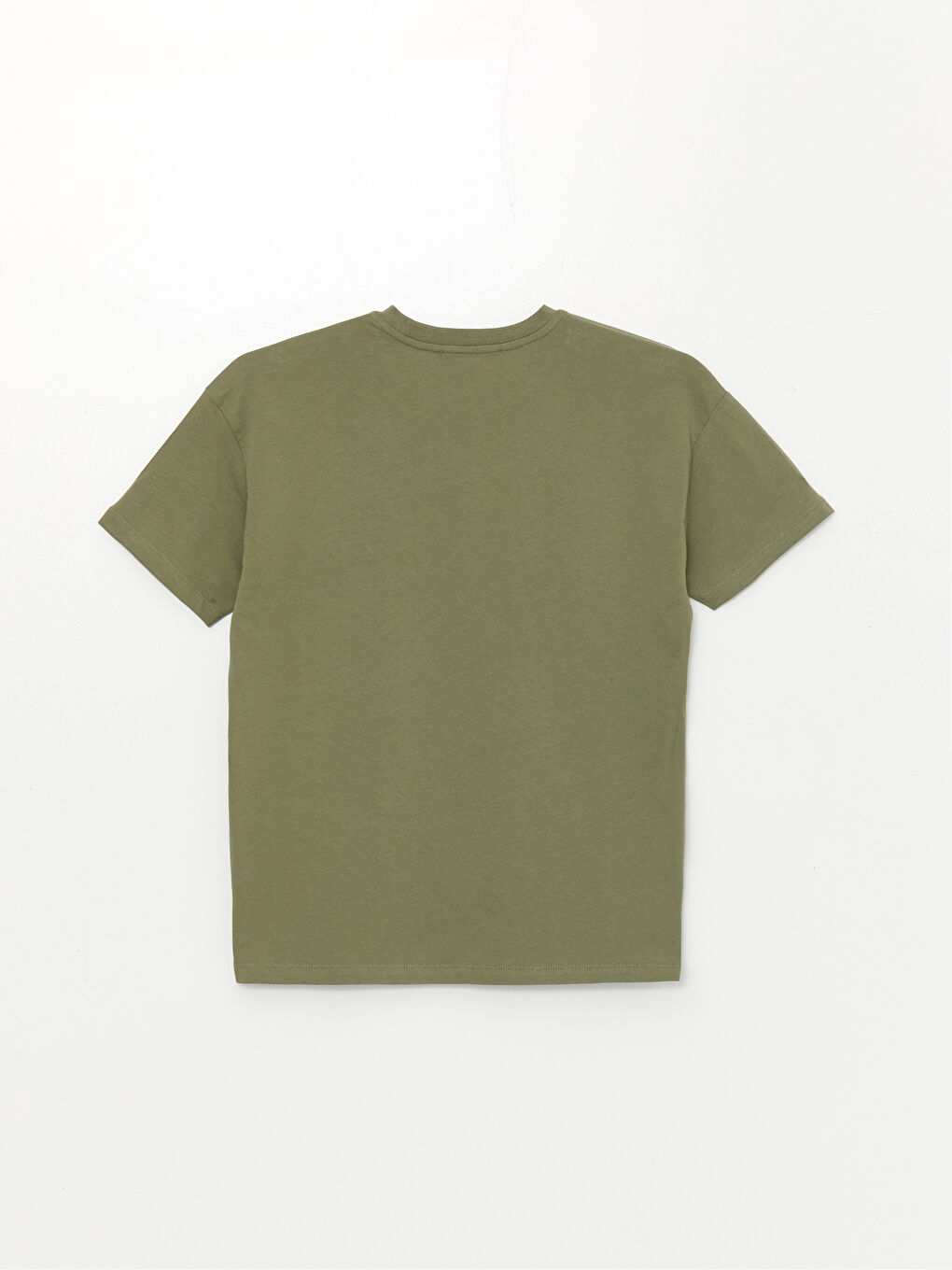 Yeşil Bisiklet Yaka Baskılı Kısa Kollu Oversize Kadın Tişört-6