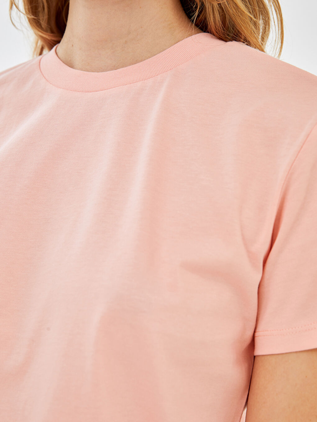 Karışık Bisiklet Yaka Düz Kısa Kollu Kadın Tişört 2'li-5