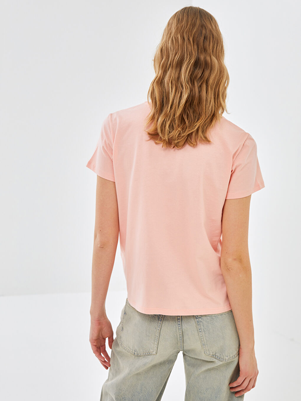 Karışık Bisiklet Yaka Düz Kısa Kollu Kadın Tişört 2'li-7