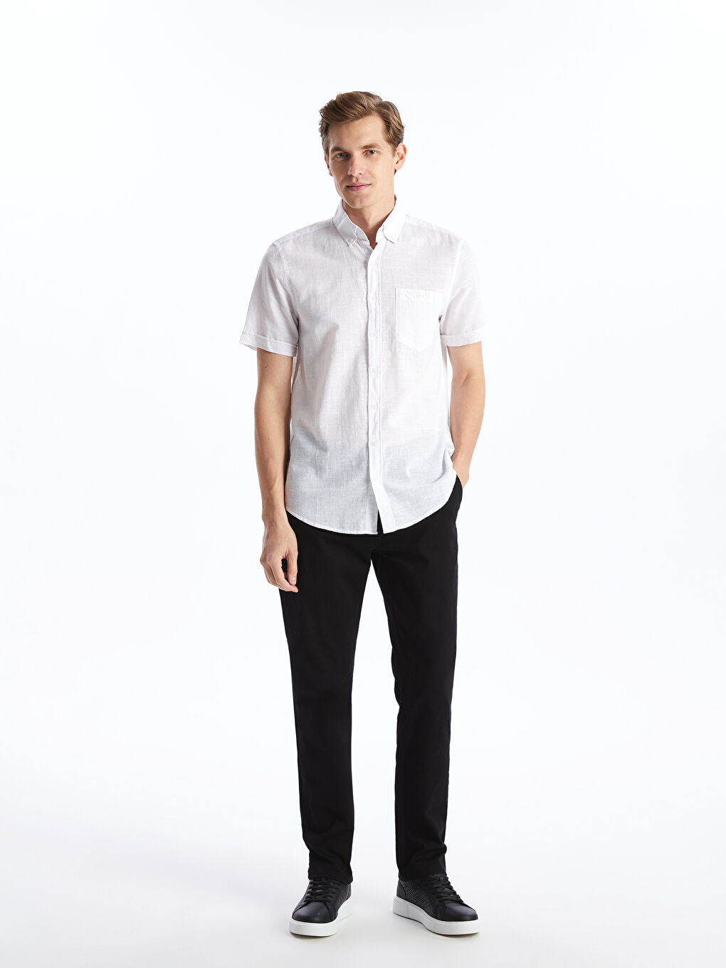 LCWAIKIKI Classic Regular Fit Keten Karışımlı Erkek Gömlek -S4LU17Z8-Q6K