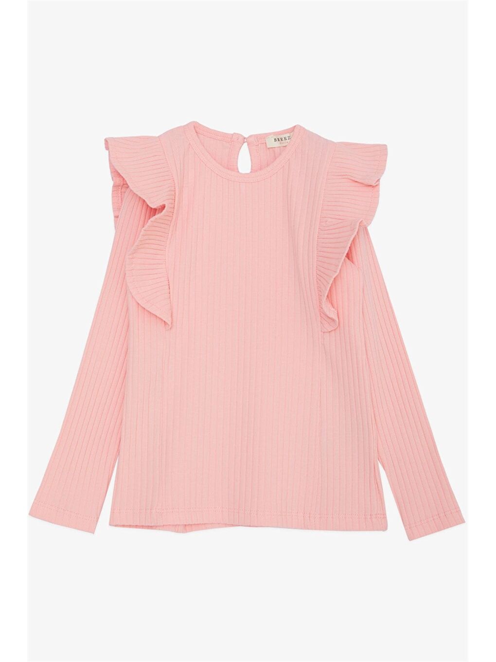 Turuncu Bisiklet Yaka Uzun Kollu Kız Bebek Tişört