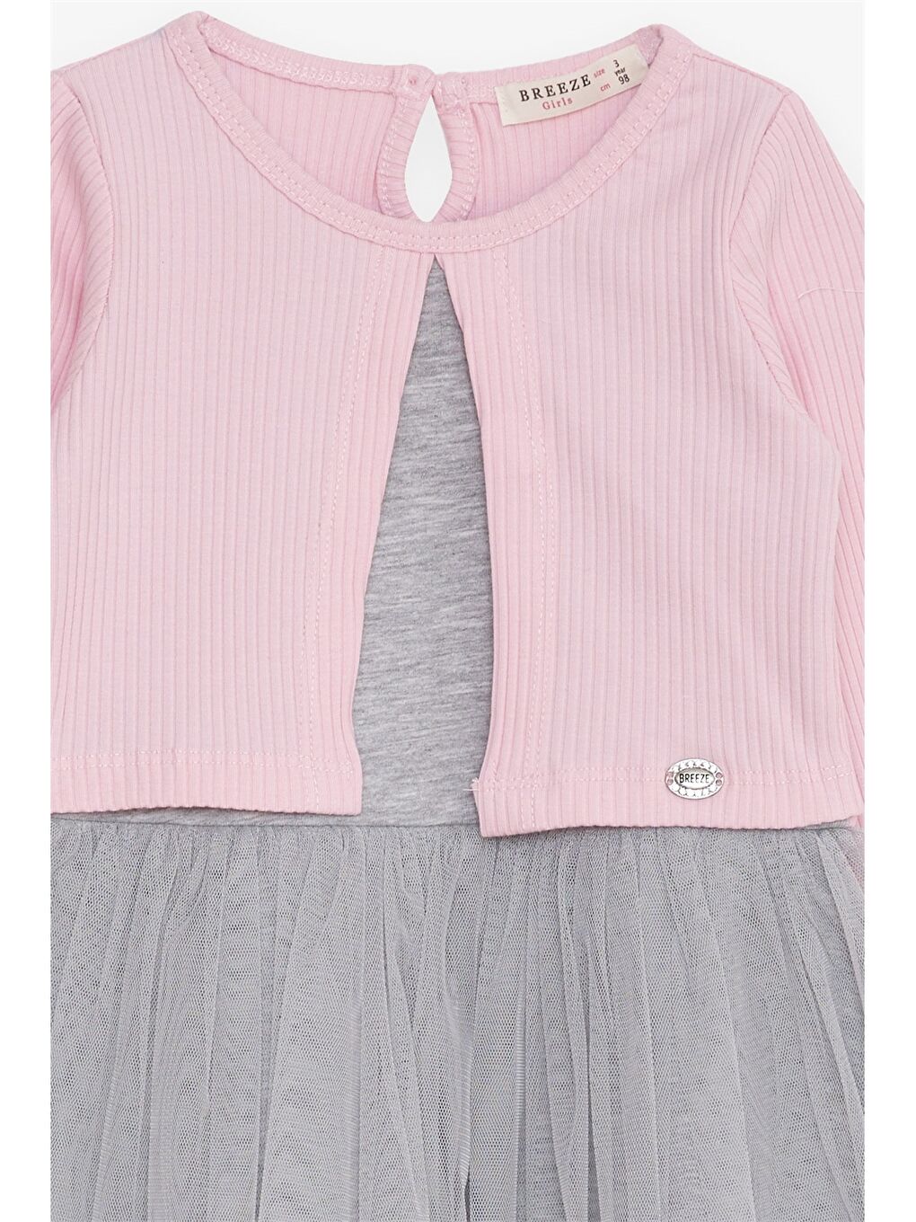 Pembe Bisiklet Yaka Uzun Kollu Kız Çocuk Elbise-2