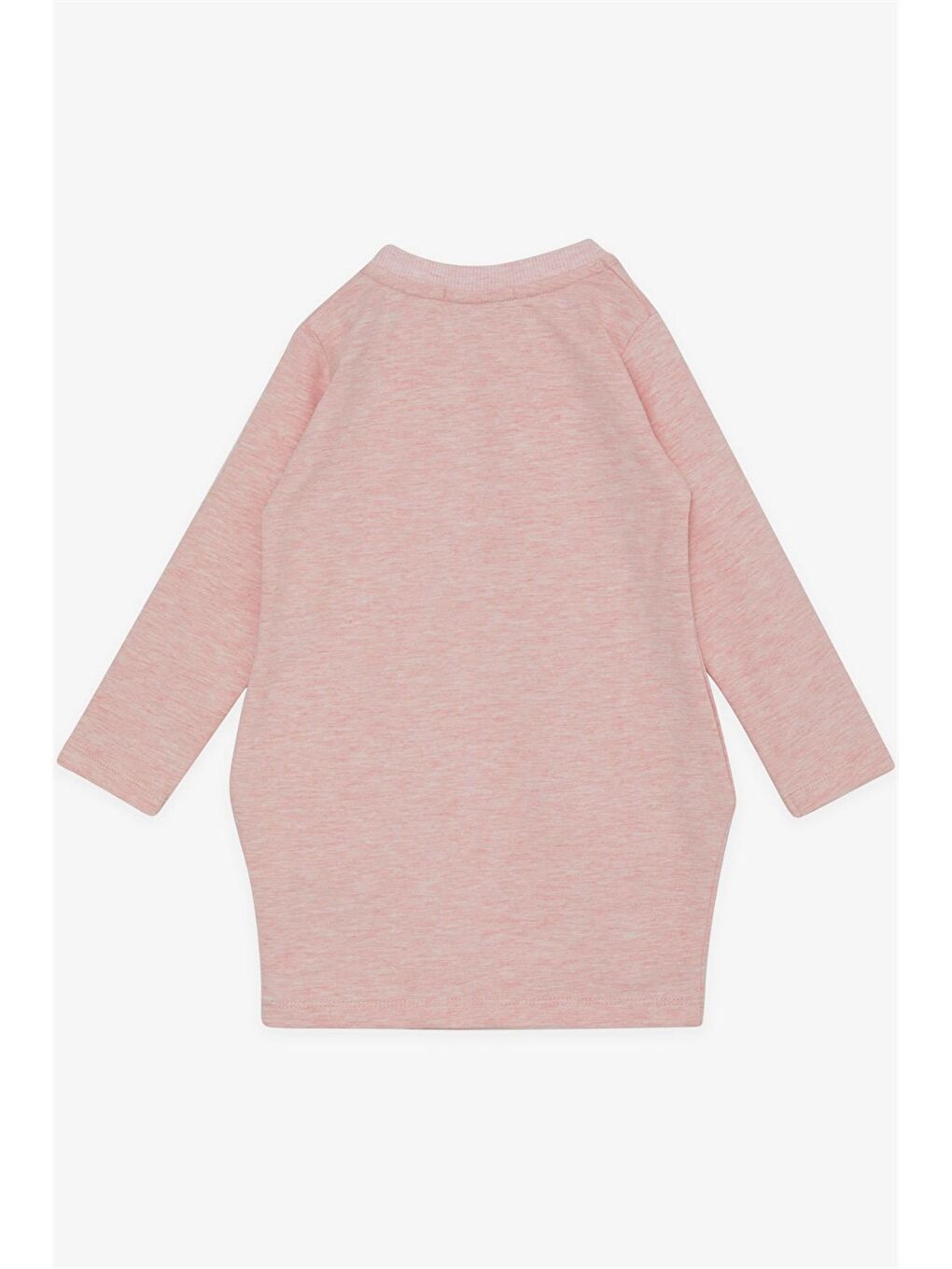 Pembe Bisiklet Yaka Baskılı Uzun Kollu Kız Bebek Elbise-1