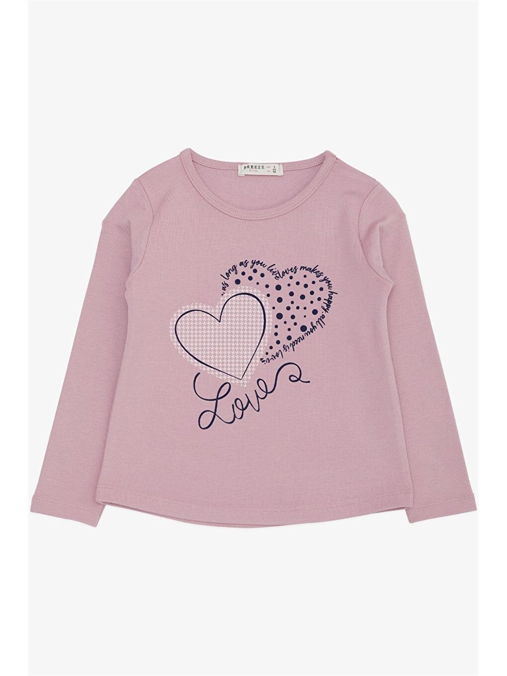 Pembe Bisiklet Yaka Uzun Kollu Kız Çocuk Tişört
