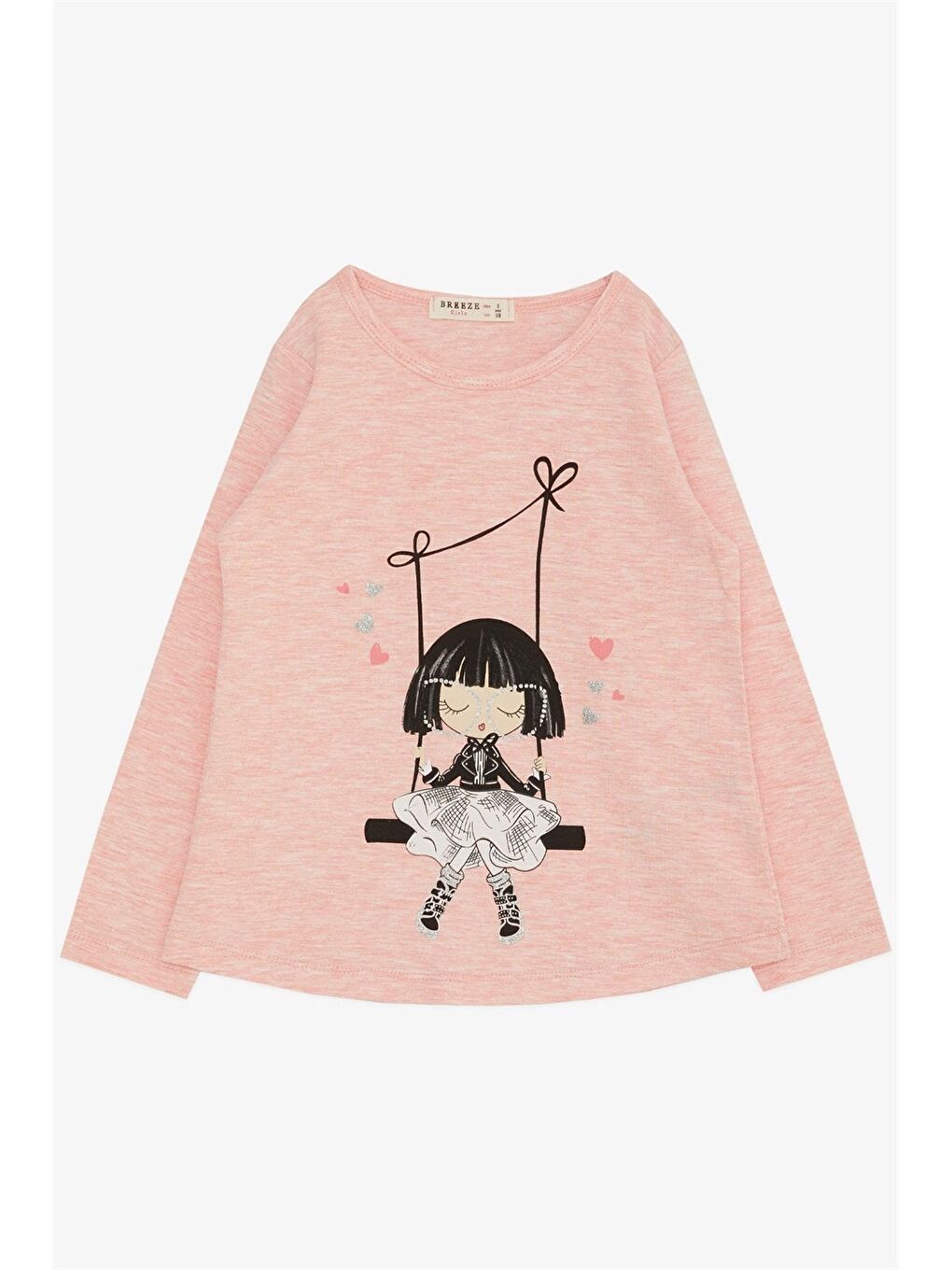 Pembe Bisiklet Yaka Uzun Kollu Kız Bebek Tişört