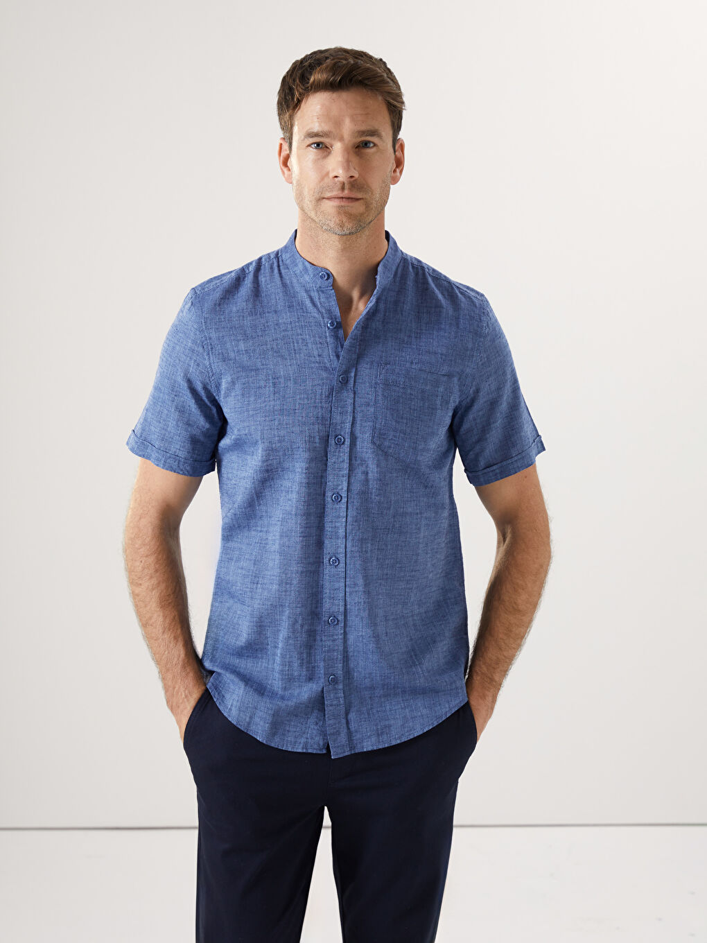 LCWAIKIKI Classic Regular Fit Short Sleeve Men's Shirt -S4LU74Z8-CS6